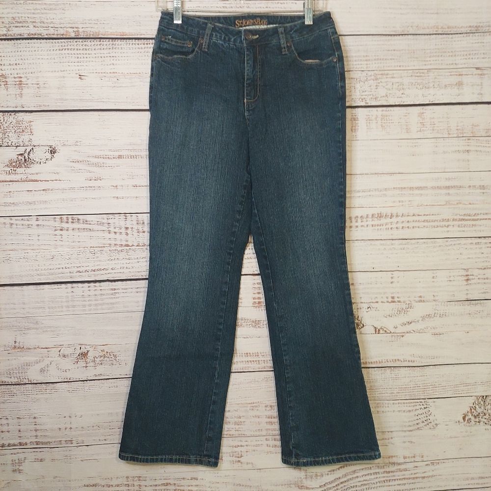 St Johns Bay Women's SIZE 10P Straight Leg Jeans Dark Wash Bootcut